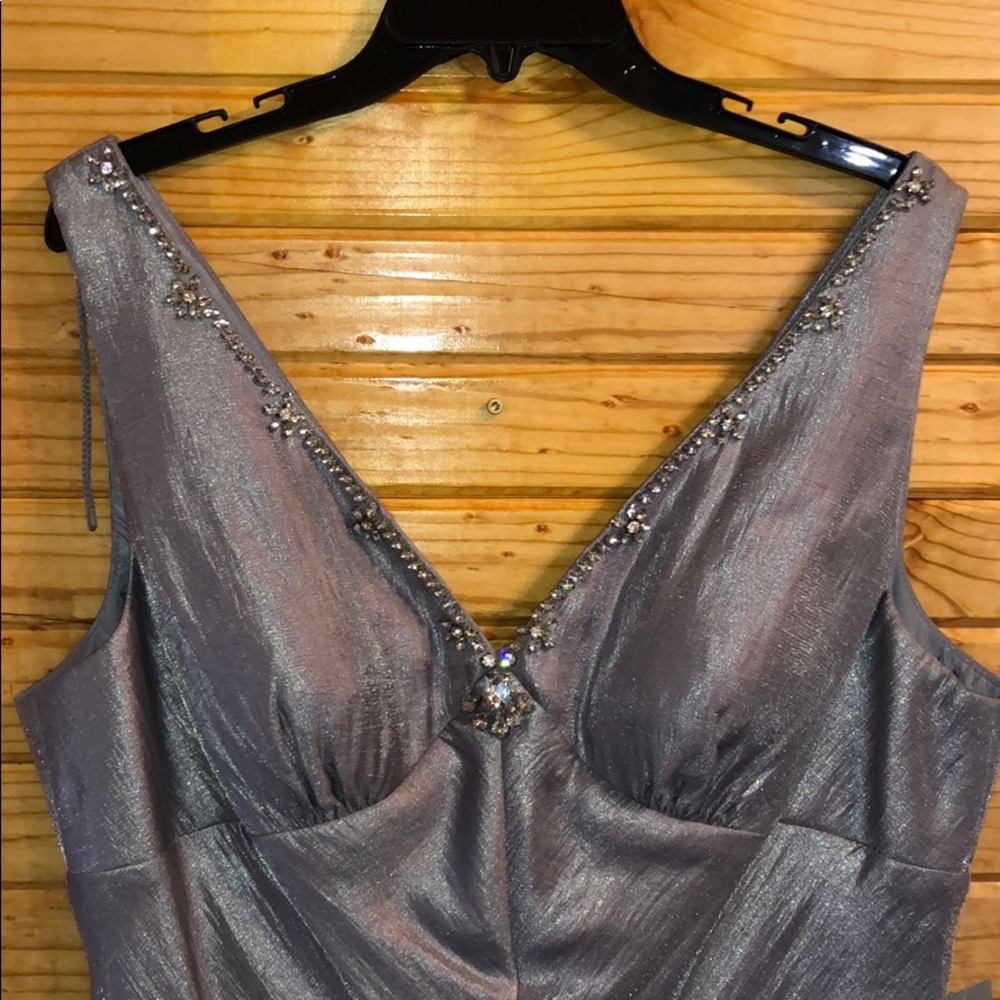 Metallic silver/lavender gown